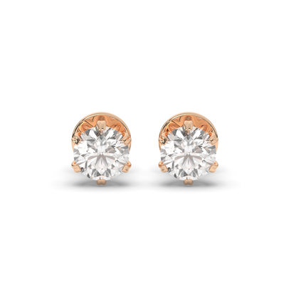 Classic Round Prong-Set Solitaire Lab-Grown Diamond Stud Earrings - Pear Jewels