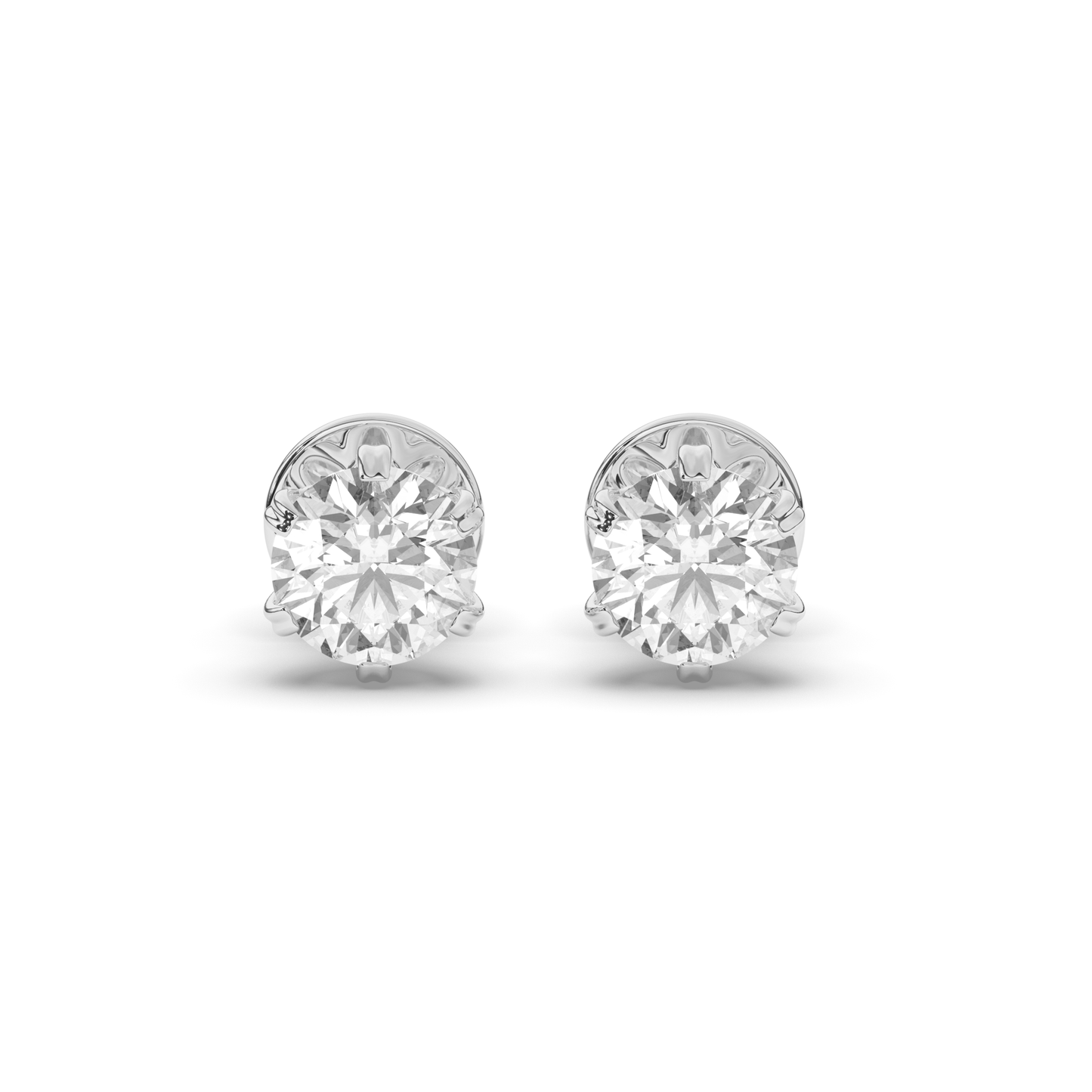 Classic Round Prong-Set Solitaire Lab-Grown Diamond Stud Earrings - Pear Jewels