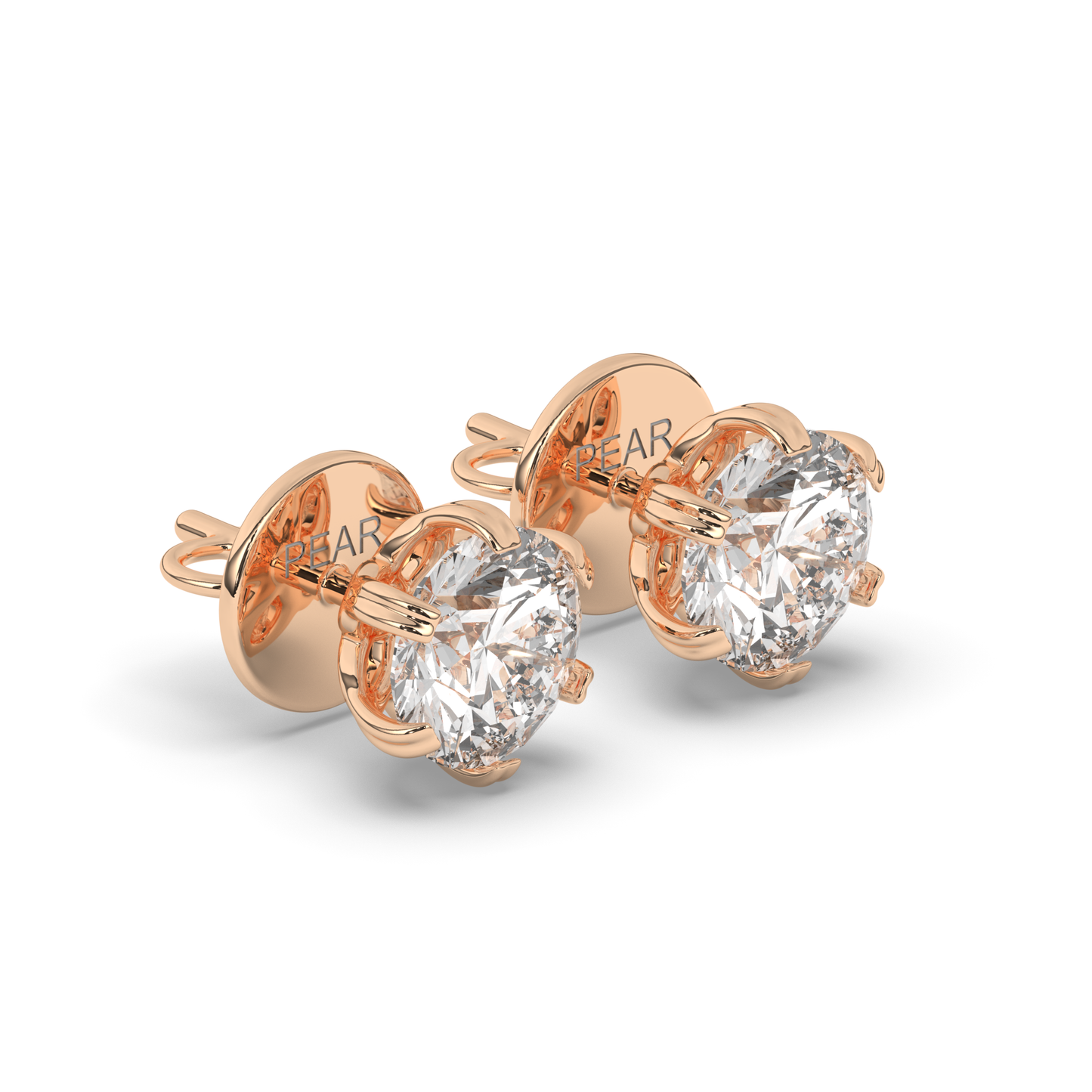 Classic Round Prong-Set Solitaire Lab-Grown Diamond Stud Earrings - Pear Jewels