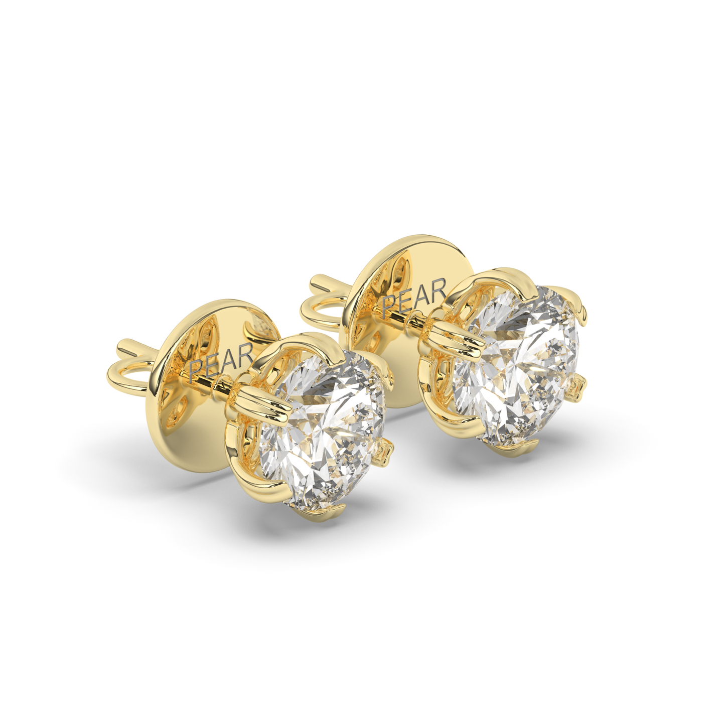 Classic Round Prong-Set Solitaire Lab-Grown Diamond Stud Earrings - Pear Jewels