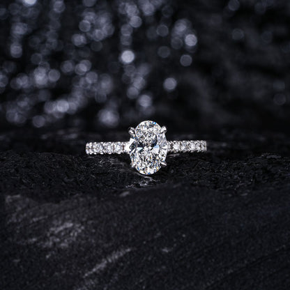 1ct Oval Natural Diamond Engagement Ring With Side Diamonds - PearJewels Australia