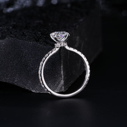 1ct Oval Natural Diamond Engagement Ring With Side Diamonds - PearJewels Australia