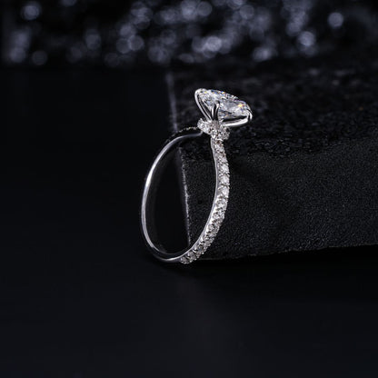 1ct Oval Natural Diamond Engagement Ring With Side Diamonds - PearJewels Australia