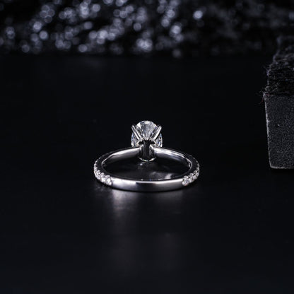 1ct Oval Natural Diamond Engagement Ring With Side Diamonds - PearJewels Australia