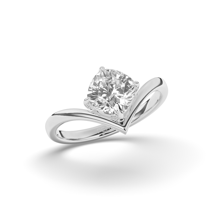 Cushion Lab-Grown Diamond Solitaire V shape Ring