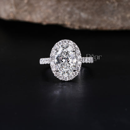 Double Halo Oval & Round Lab Grown Diamond Engagement Ring - Pear Jewels