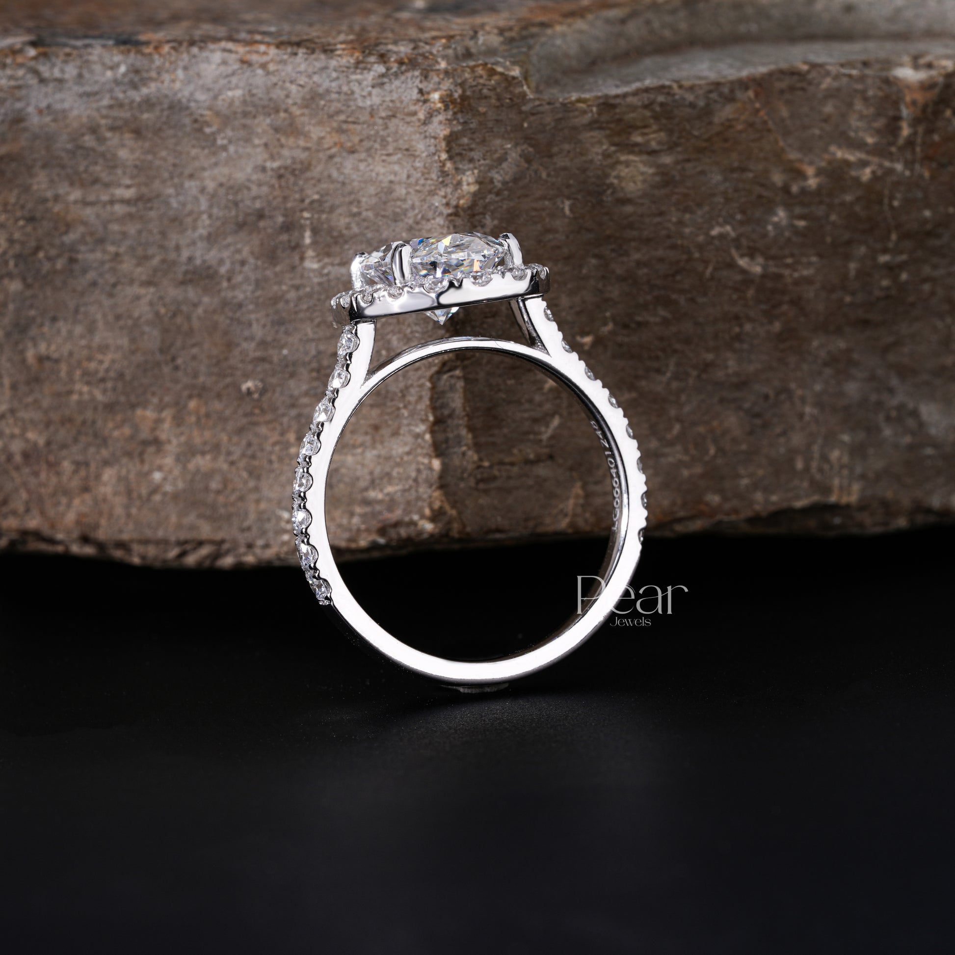 Double Halo Oval & Round Lab Grown Diamond Engagement Ring - Pear Jewels