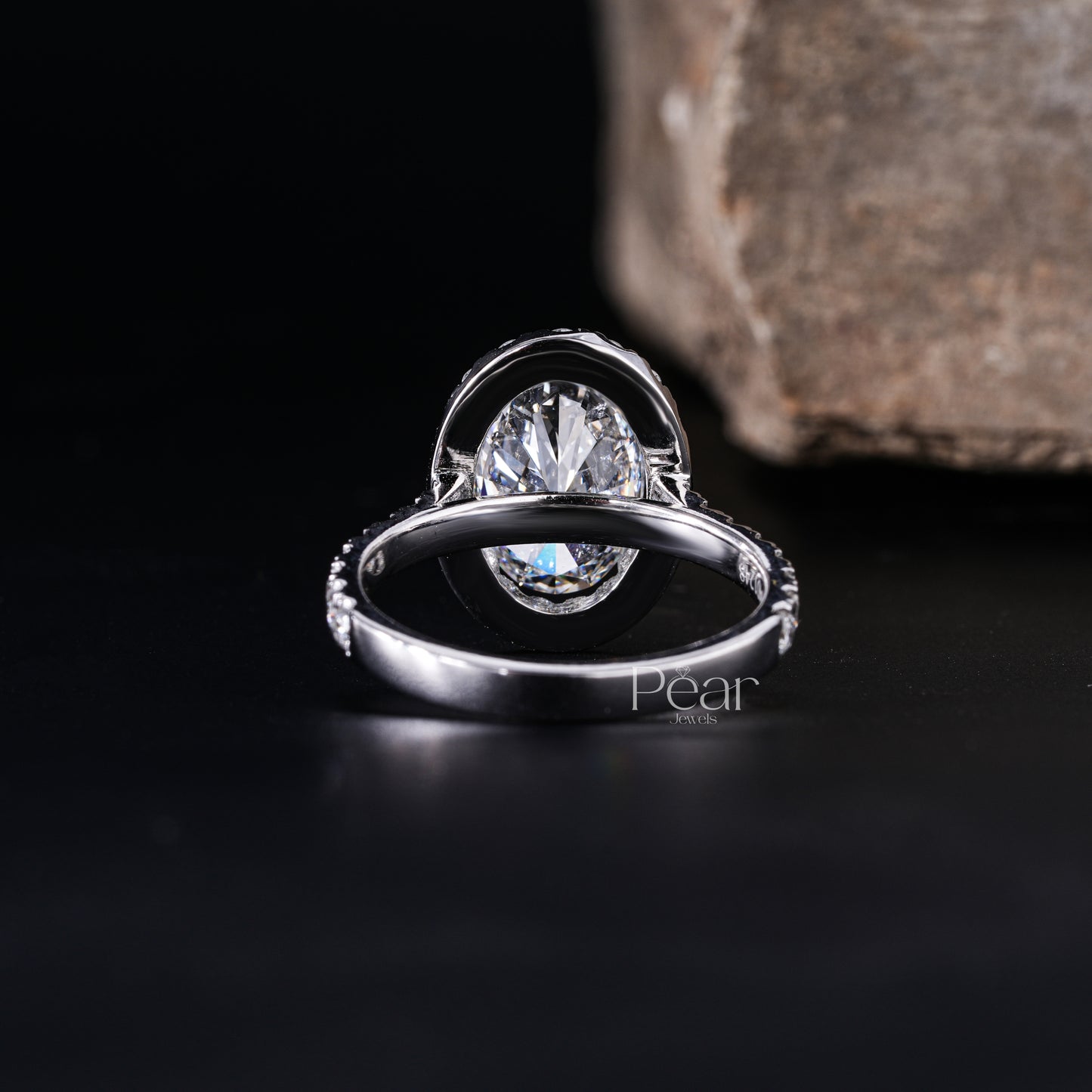 Double Halo Oval & Round Lab Grown Diamond Engagement Ring - Pear Jewels