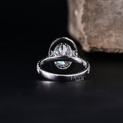 Double Halo Oval & Round Lab Grown Diamond Engagement Ring - Pear Jewels
