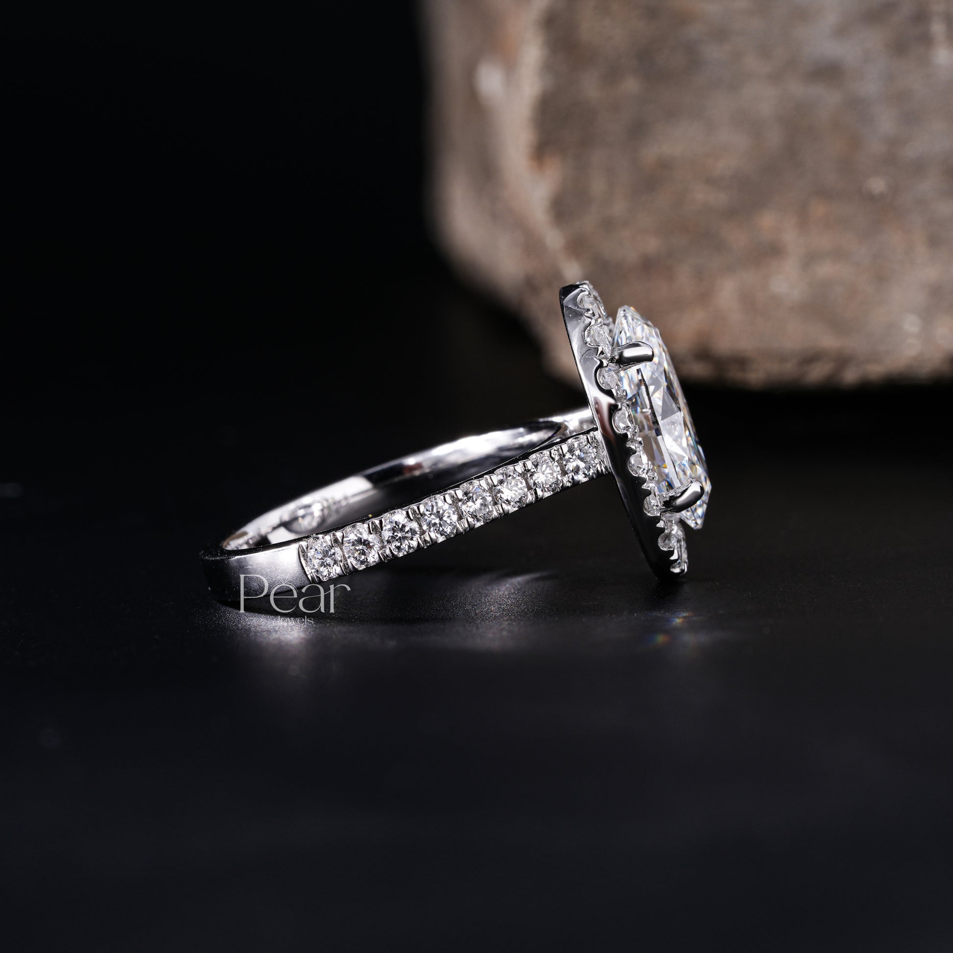 Double Halo Oval & Round Lab Grown Diamond Engagement Ring - Pear Jewels