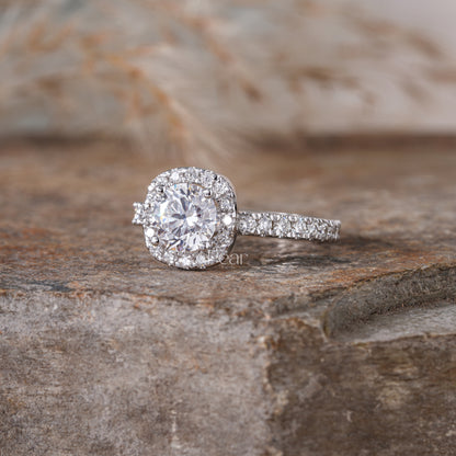 Double Halo Round Lab Grown Diamond Engagement Ring