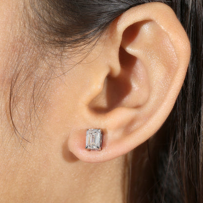 Emerald-Cut Lab-Grown Diamond Stud Earrings – 2.00 TCW – D / VVS2