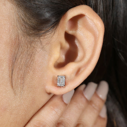 Emerald-Cut Lab-Grown Diamond Stud Earrings – 2.00 TCW – D / VVS2