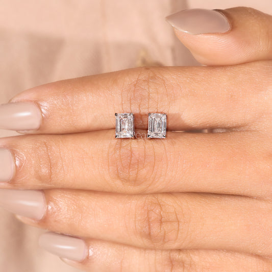Emerald-Cut Lab-Grown Diamond Stud Earrings – 2.00 TCW – D / VVS2