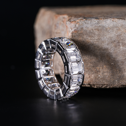 Eternity Ring Emerald and Radiant Labgrown Diamond Band - Pear Jewels