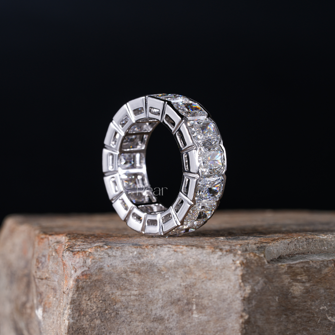 Eternity Ring Emerald and Radiant Labgrown Diamond Band - Pear Jewels