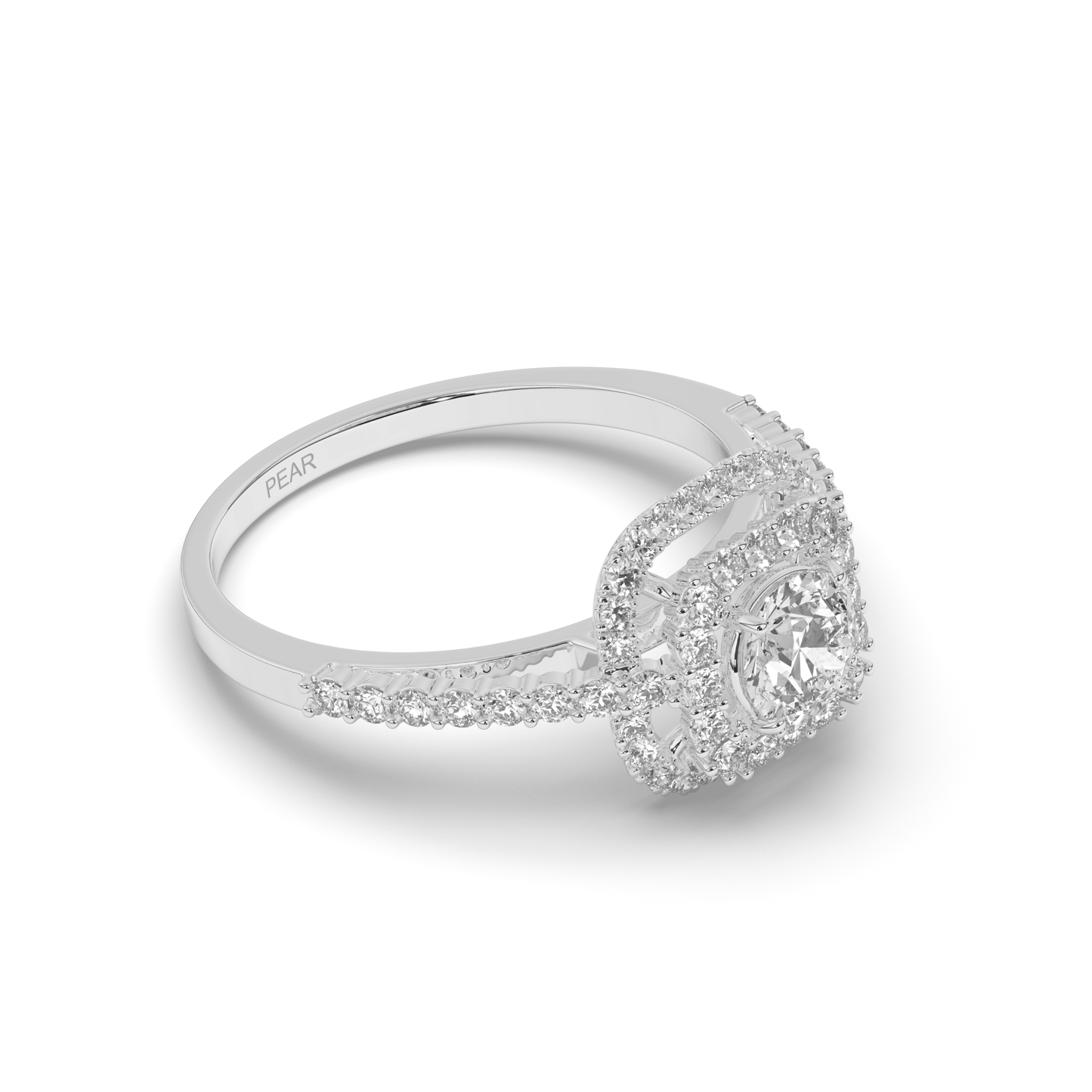 Halo Round Wedding LabGrown Diamond Ring - Pear Jewels