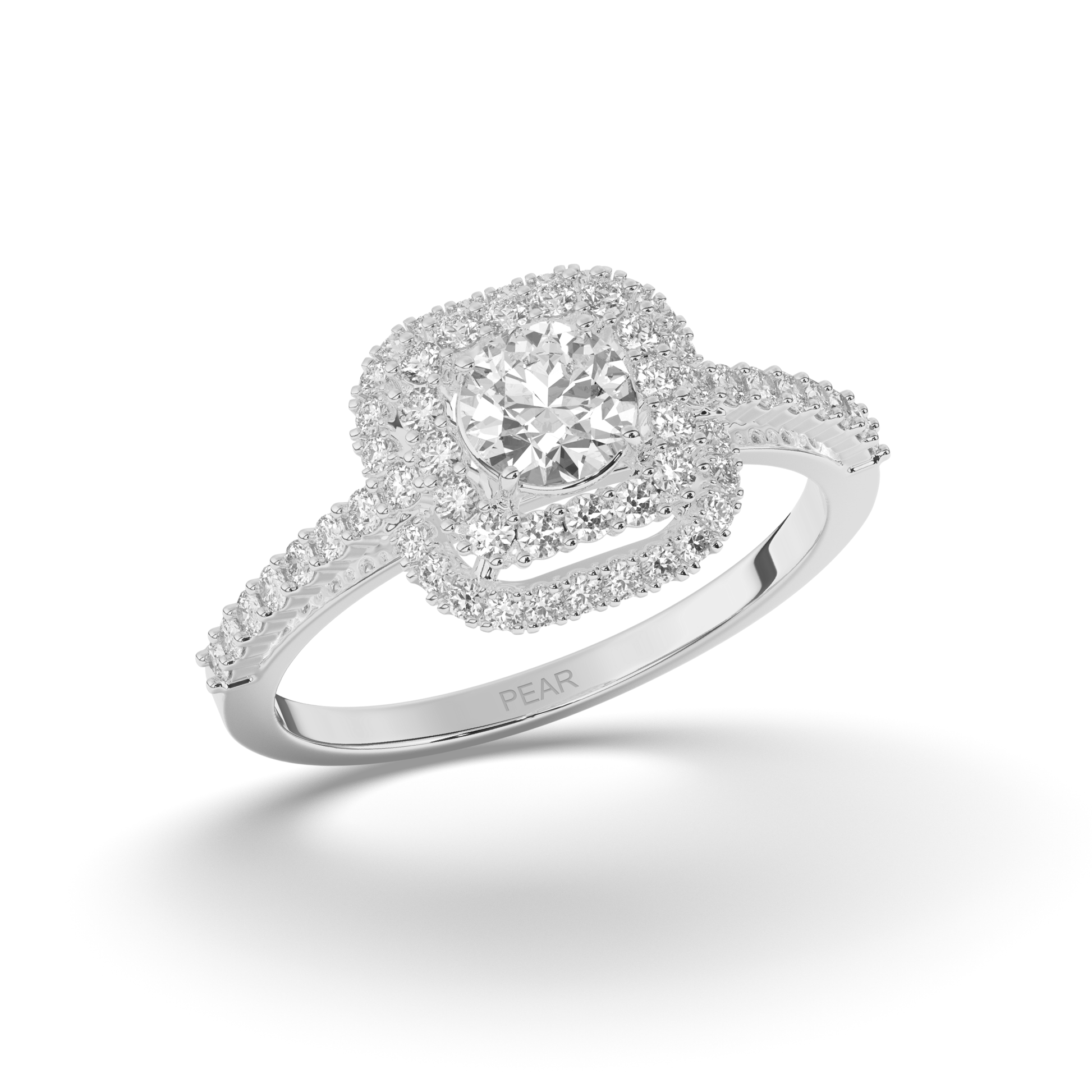 Halo Round Wedding LabGrown Diamond Ring - Pear Jewels