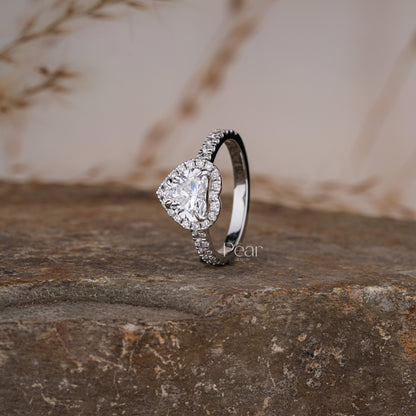 Halo Set Heart Shape Lab grown Diamond Ring - Pear Jewels