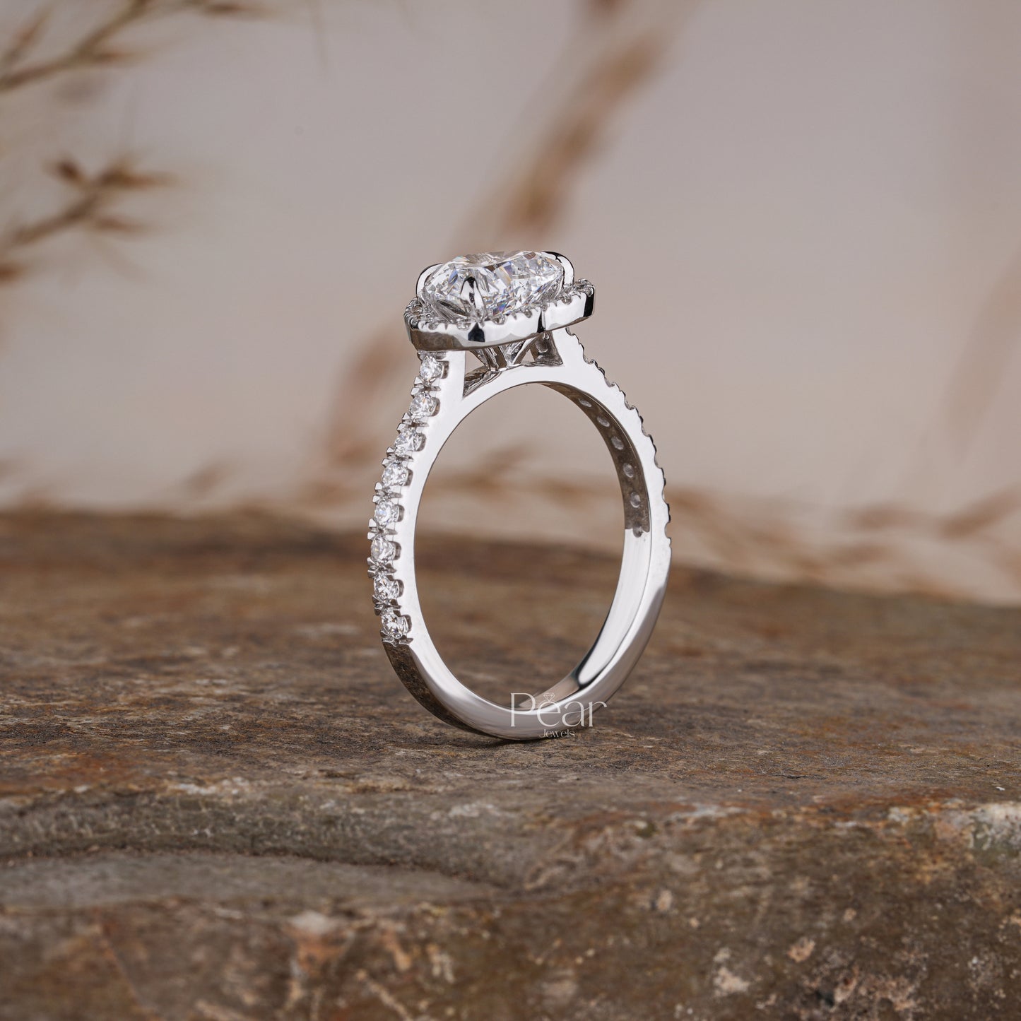 Halo Set Heart Shape Lab grown Diamond Ring - Pear Jewels