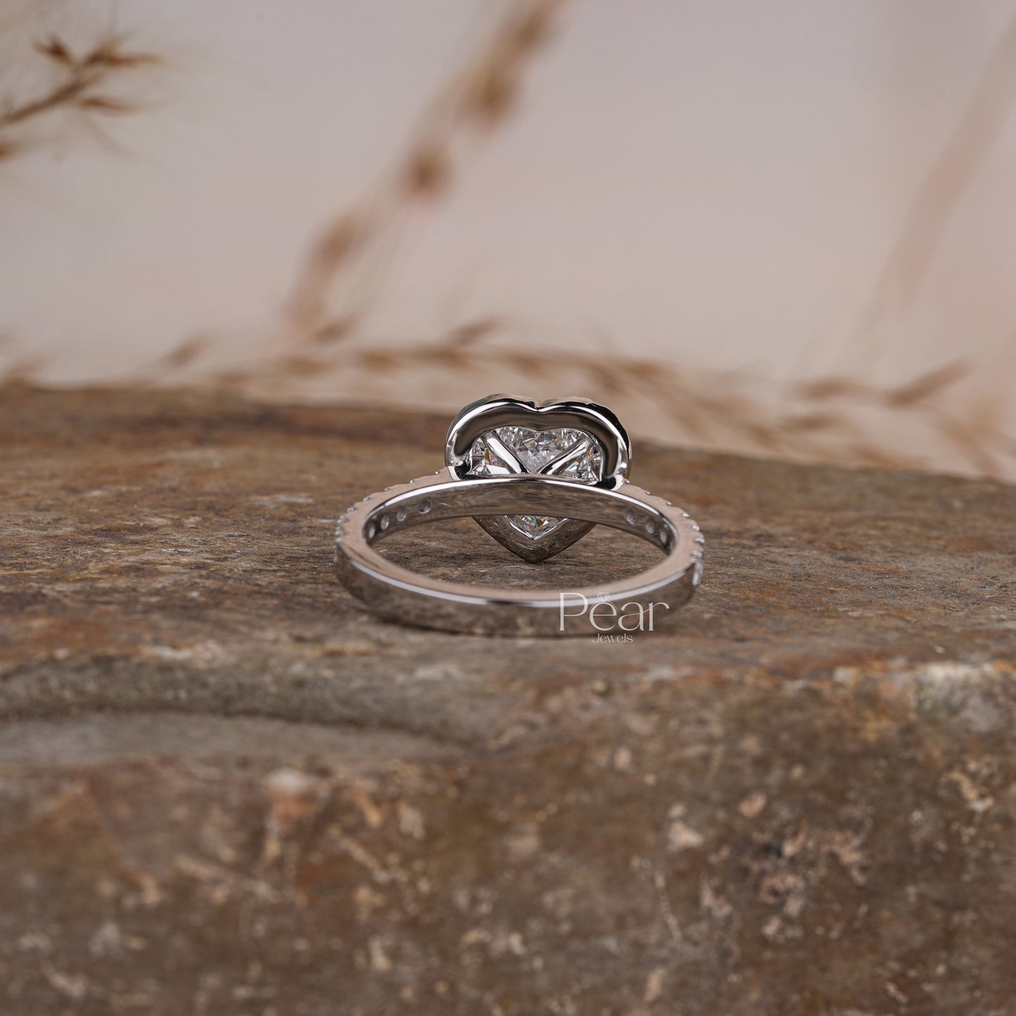 Halo Set Heart Shape Lab grown Diamond Ring - Pear Jewels