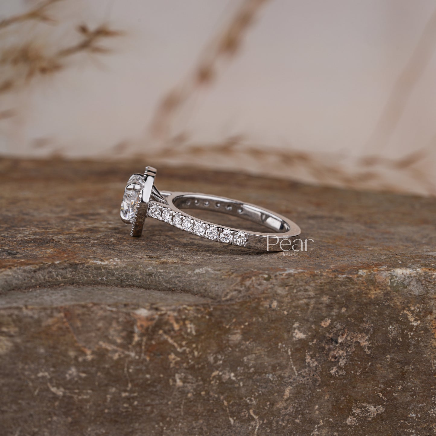 Halo Set Heart Shape Lab grown Diamond Ring - Pear Jewels