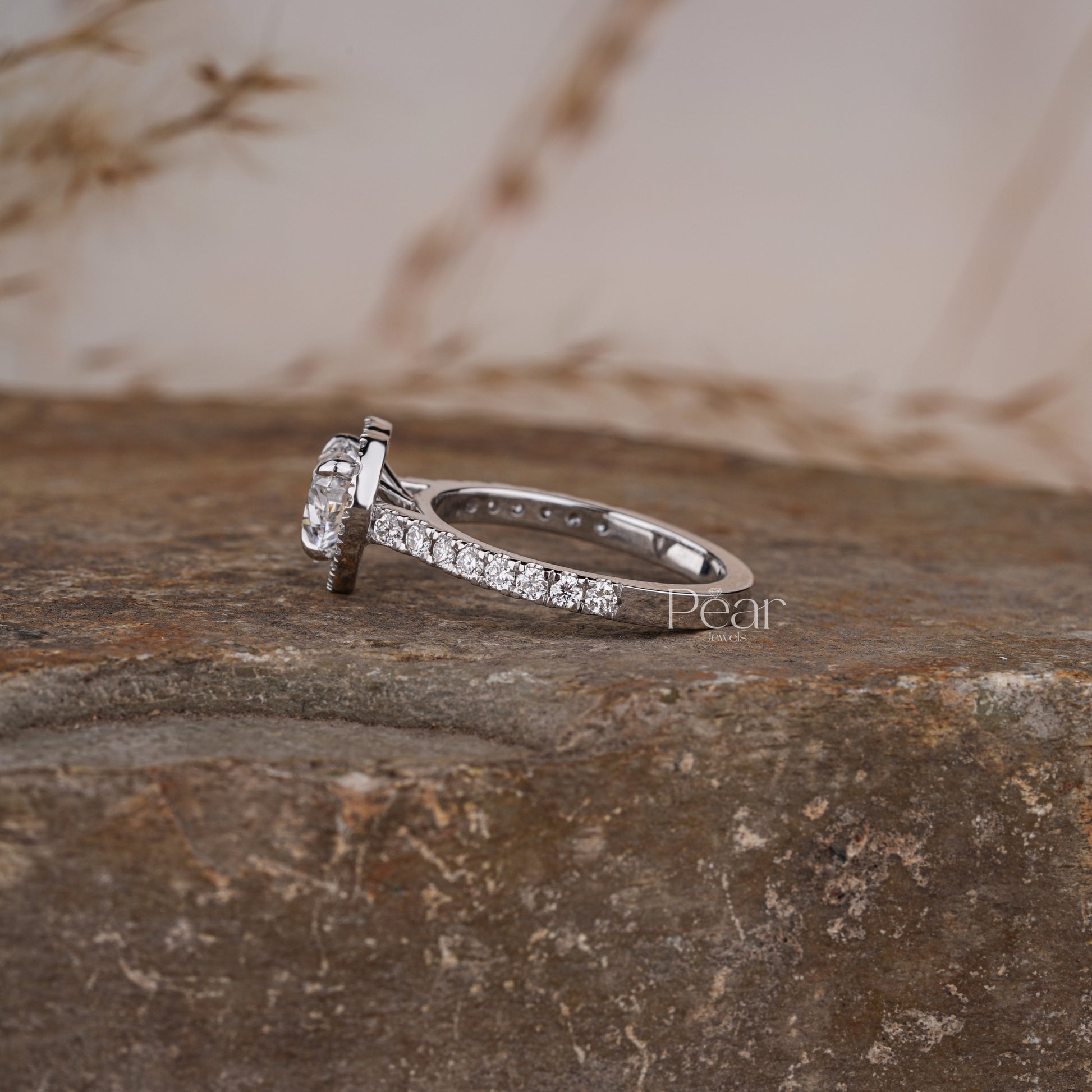 Halo Set Heart Shape Lab grown Diamond Ring - Pear Jewels