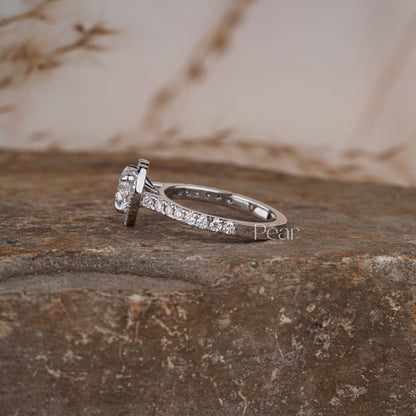 Halo Set Heart Shape Lab grown Diamond Ring - Pear Jewels