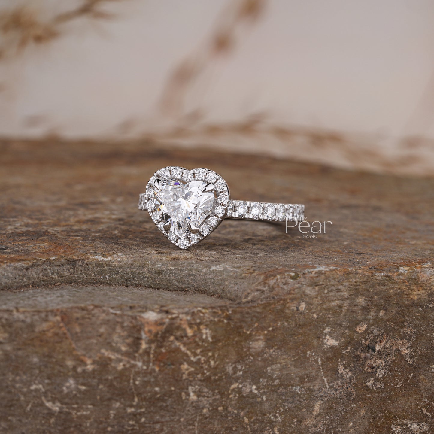 Halo Set Heart Shape Lab grown Diamond Ring - Pear Jewels