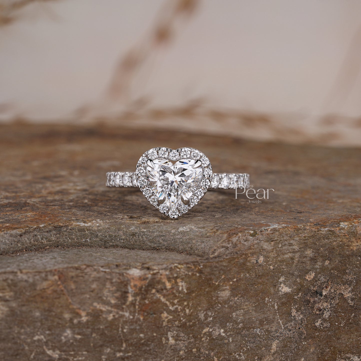 Halo Set Heart Shape Lab grown Diamond Ring - Pear Jewels