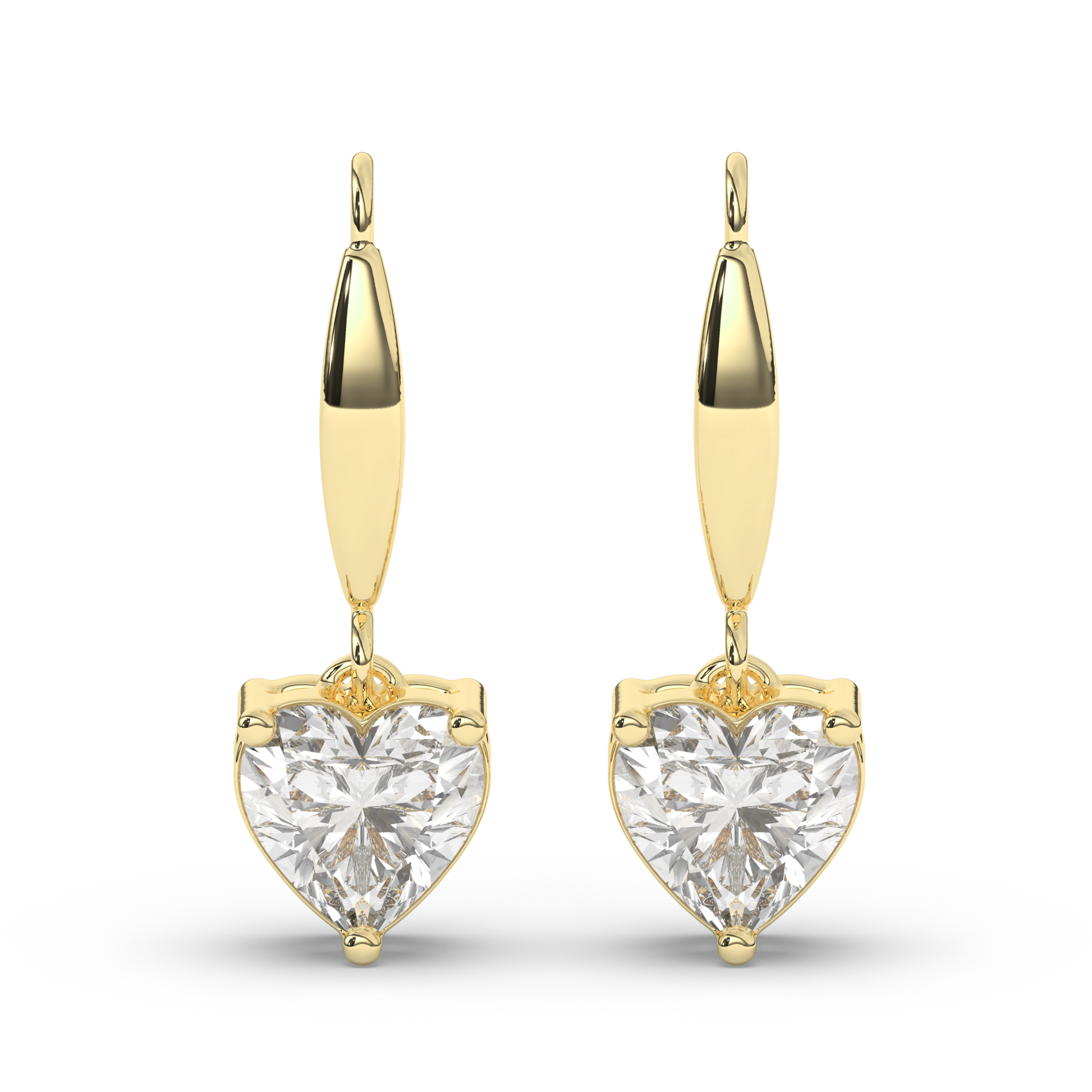 Heart-Shaped Lab-Grown Diamond Dangle Earrings - Pear Jewels