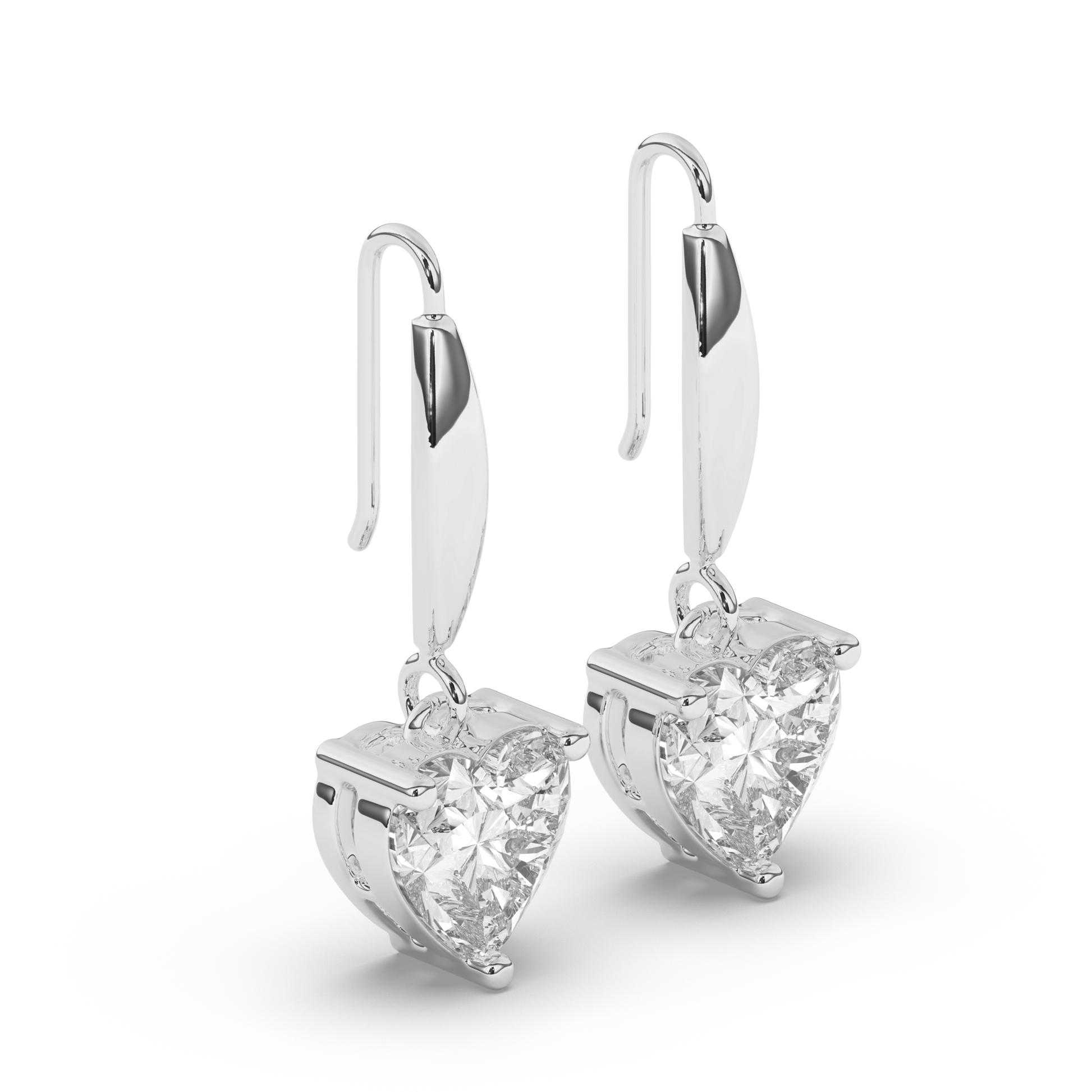 Heart-Shaped Lab-Grown Diamond Dangle Earrings - Pear Jewels