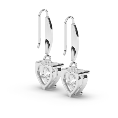 Heart-Shaped Lab-Grown Diamond Dangle Earrings - Pear Jewels