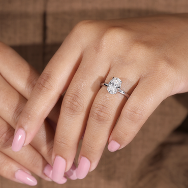 2CT Oval Hidden Halo Lab-Grown Diamond Solitaire Ring