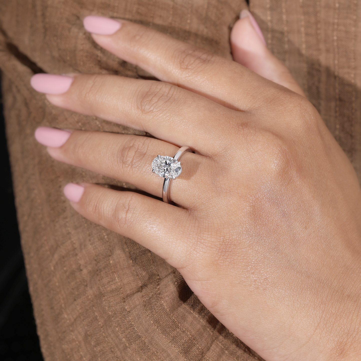 2CT Oval Hidden Halo Lab-Grown Diamond Solitaire Ring