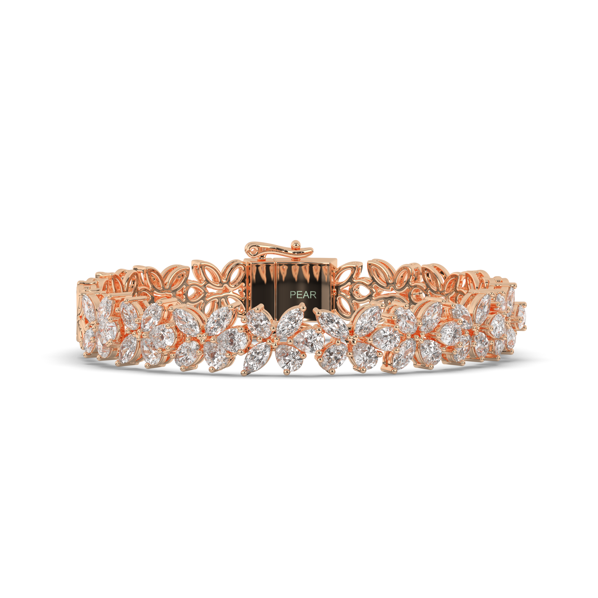 Lab-grown Diamond Leaves & Butterfly Tennis Bracelet - Pear Jewels