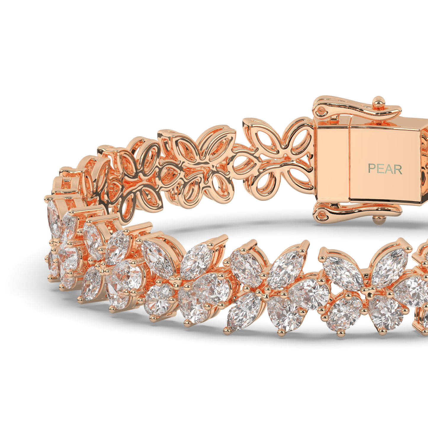 Lab-grown Diamond Leaves & Butterfly Tennis Bracelet - Pear Jewels