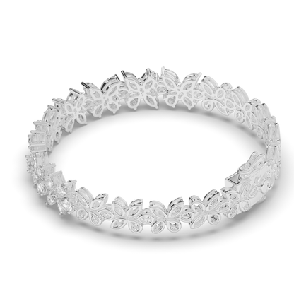 Lab-grown Diamond Leaves & Butterfly Tennis Bracelet - Pear Jewels