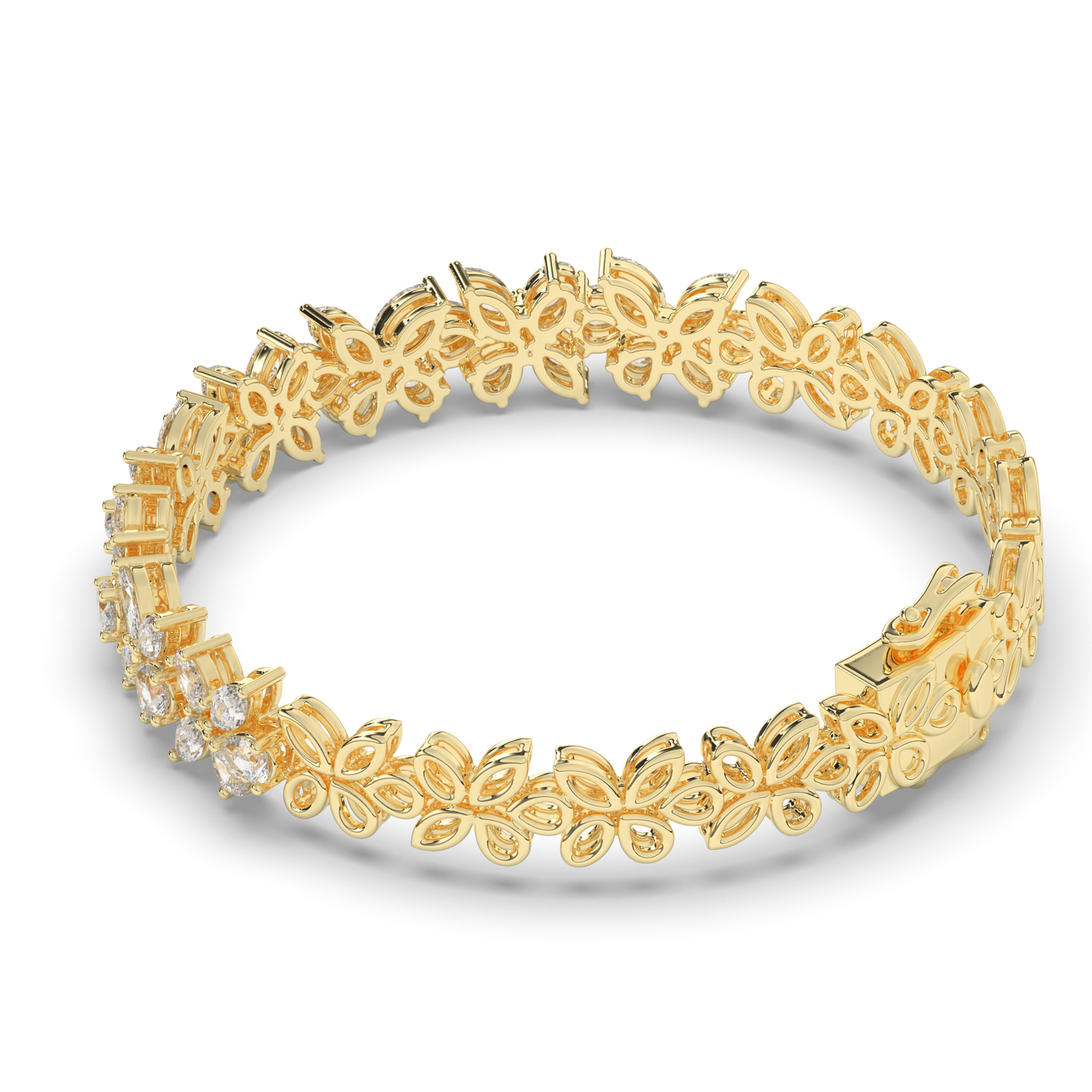 Lab-grown Diamond Leaves & Butterfly Tennis Bracelet - Pear Jewels