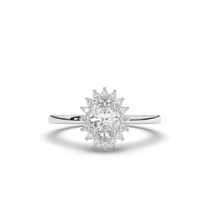 Luminous Oval Halo Lab-Grown Diamond Engagement Ring - Pear Jewels