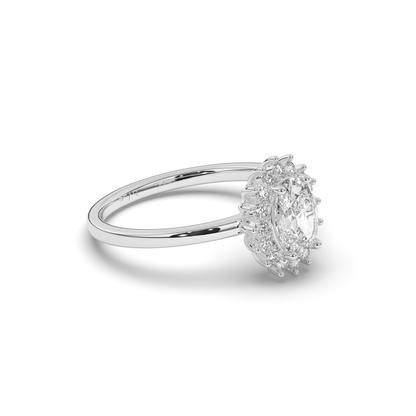 Luminous Oval Halo Lab-Grown Diamond Engagement Ring - Pear Jewels