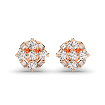 Luxurious Cluster Round & Baguette Lab-Grown Diamond Earrings - Pear Jewels