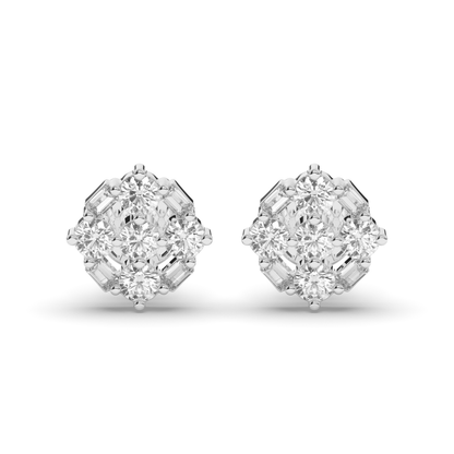 Luxurious Cluster Round & Baguette Lab-Grown Diamond Earrings - Pear Jewels