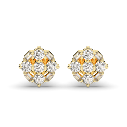 Luxurious Cluster Round & Baguette Lab-Grown Diamond Earrings - Pear Jewels