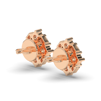 Luxurious Cluster Round & Baguette Lab-Grown Diamond Earrings - Pear Jewels