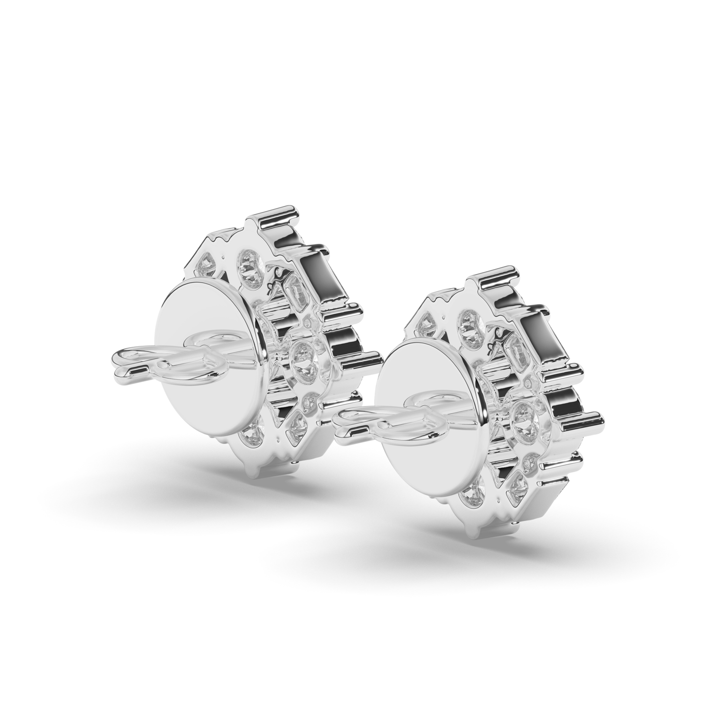 Luxurious Cluster Round & Baguette Lab-Grown Diamond Earrings - Pear Jewels