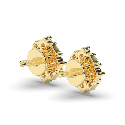 Luxurious Cluster Round & Baguette Lab-Grown Diamond Earrings - Pear Jewels