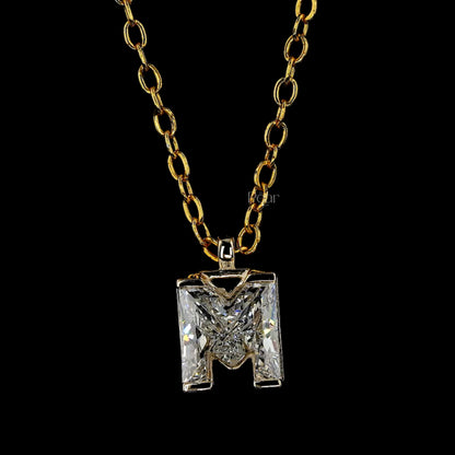 M Initial 7mm Lab-Grown Diamond Pendant Necklace IGI Certified