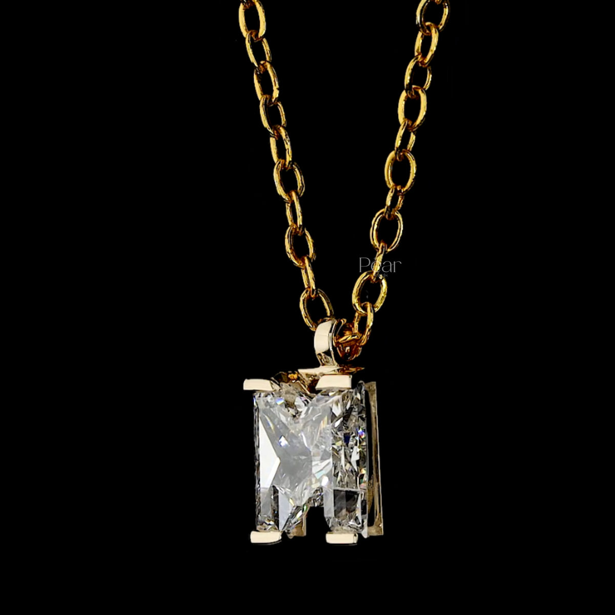 M Initial 7mm Lab-Grown Diamond Pendant Necklace IGI Certified