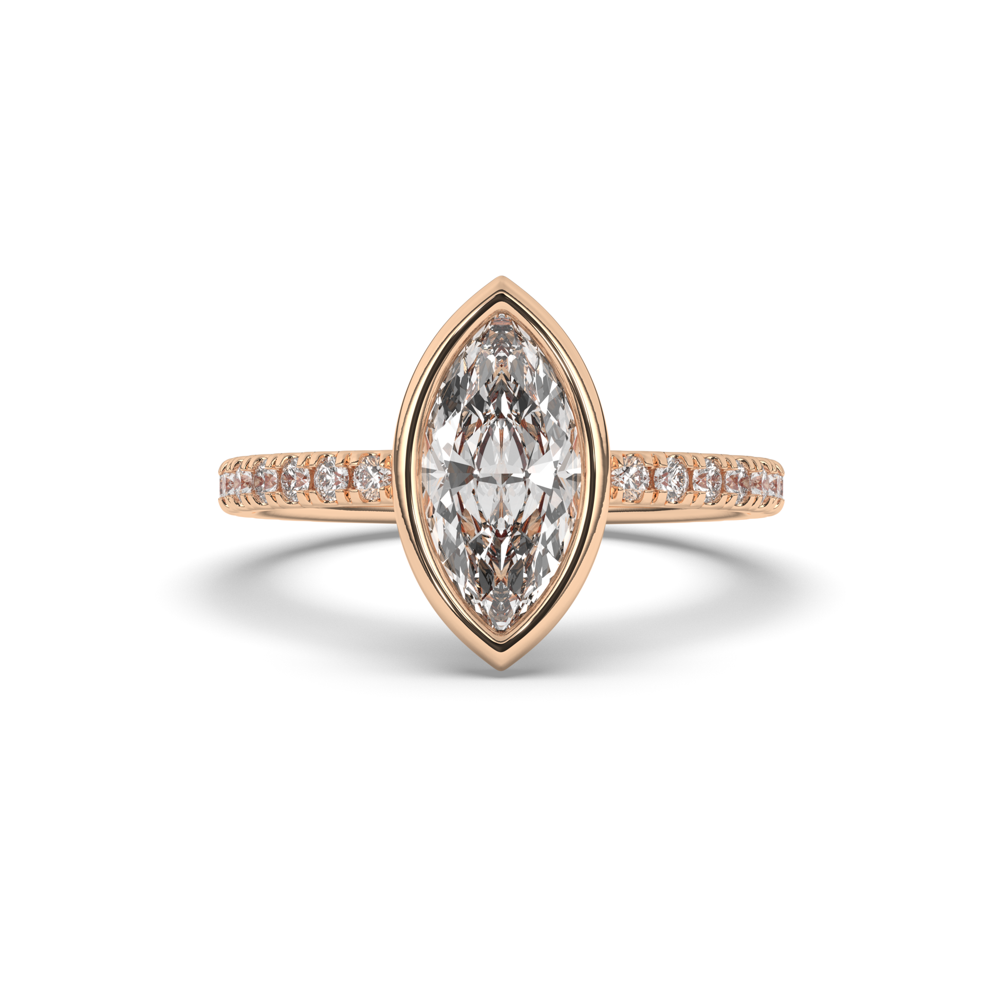 Marquise Bezel Lab-Grown Diamond Engagement Ring - Pear Jewels